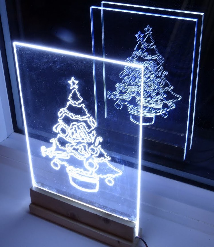 How to make acrylic led Christmas tree edge light sign. decoration