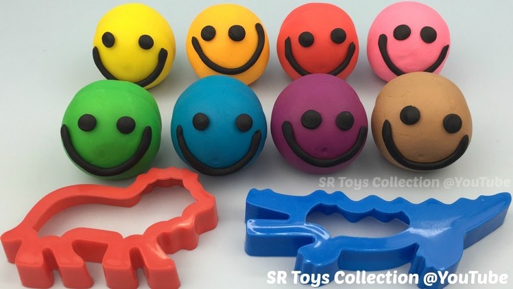 Play Dough Smiley Face with Lion and Crocodile Molds Fun Creative for Kids
