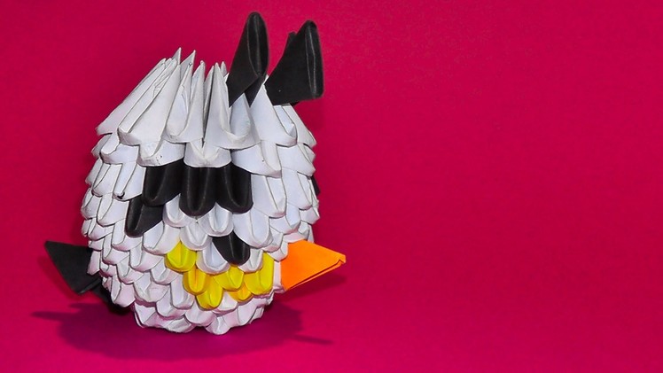 3D origami a white angry bird of pieces tutorial