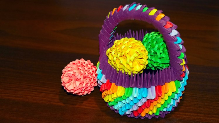 3D origami Easter egg to the basket of paper tutorial