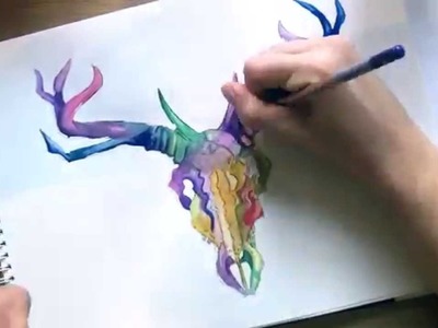 Deer Skull Painting w. Watercolors