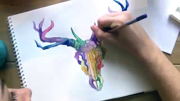 Deer Skull Painting w. Watercolors