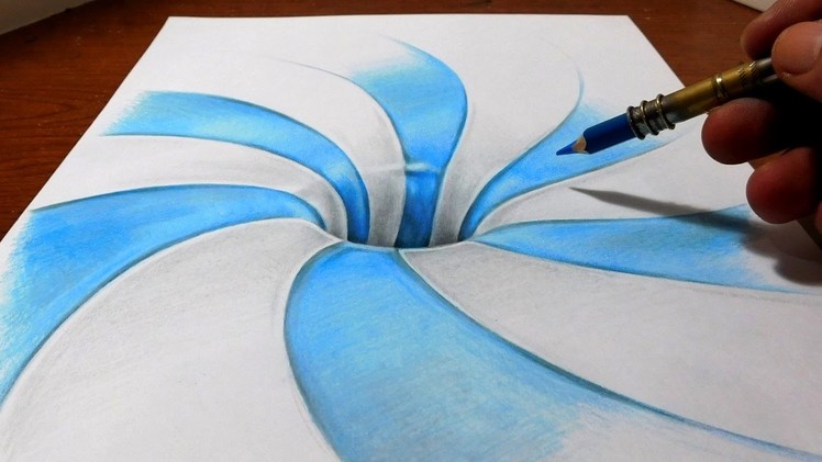 Drawing a Spiral Pattern Hole - Anamorphic Illusion