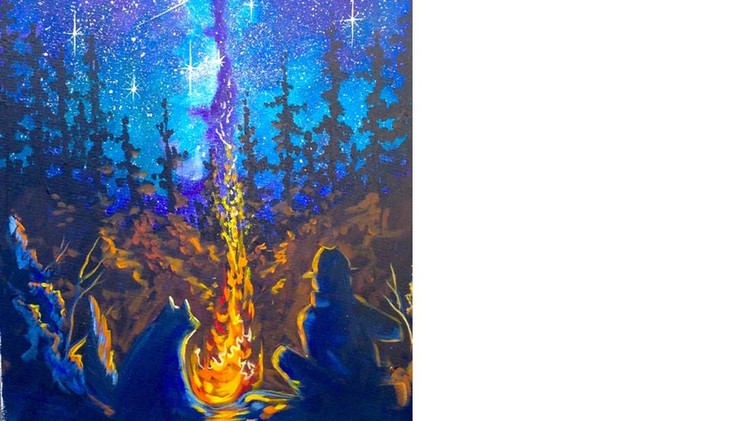 EASY Campfire & Galaxy Tutorial Acrylic Painting The Art sherpa