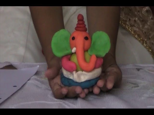 Ganesha making with clay -  Making of colorful Ganesha with clay