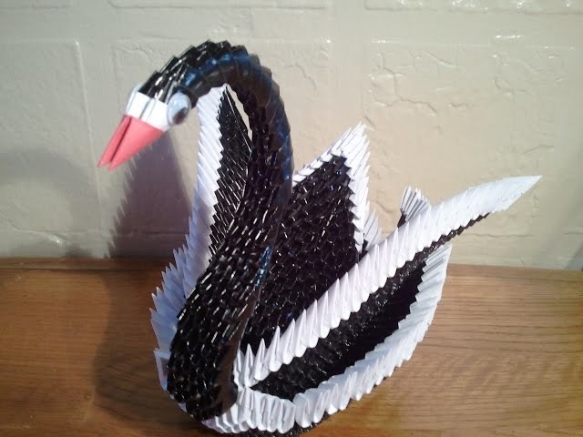 How to make 3d origami black swan