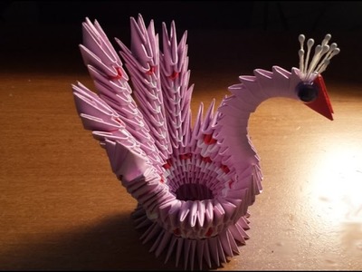 How to make 3D Origami Peacock (small)