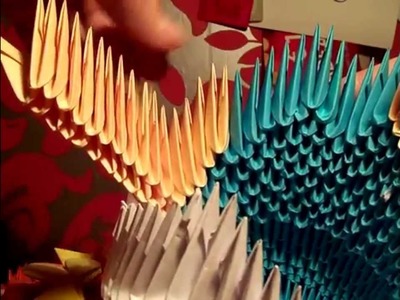 How to make a 3d origami big queen peacock
