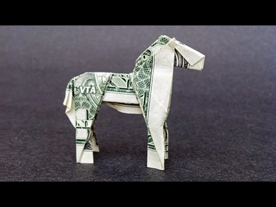 Money Origami HORSE with link to Folding Video