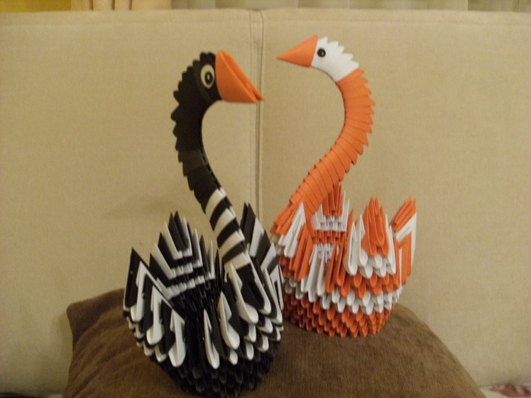 Origami 3d - BABY SWAN - how to make instructions
