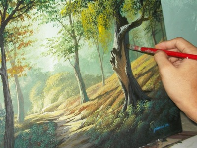 Acrylic Landscape Painting Lesson - Forest Trees by JMLisondra