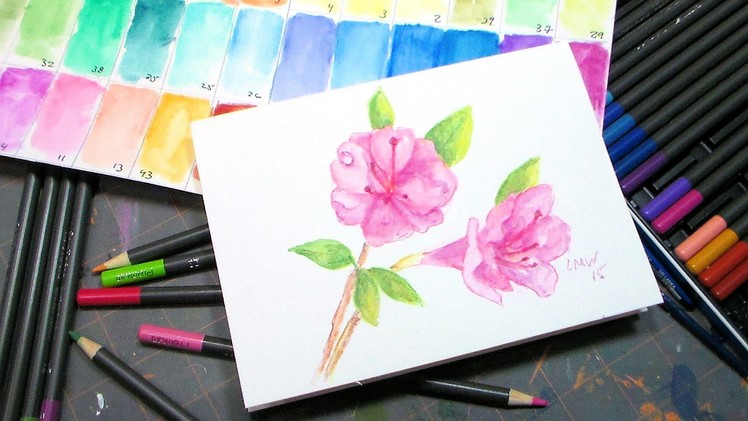 Azalia Painting Tutorial and Fantasia Watercolor Pencil Review & Demo