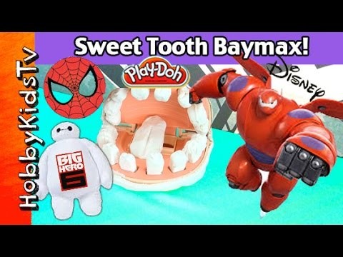 BAYMAX Drill n' Fill TEETH! Surprise Toys Super Hero 6 Lab Experiment HobbyKidsTV