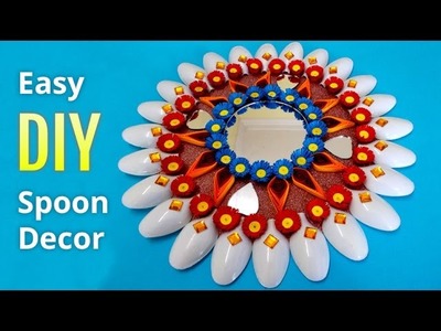 DIY Home Decoration Ideas : How to Make a Wall Decor From Plastic Spoons | Recycled Crafts