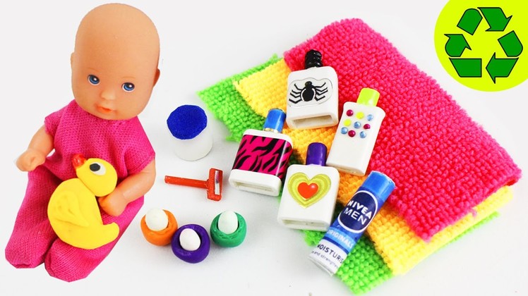 DIY MINIATURE DOLL BATHROOM PRODUCTS  - Easy Doll Crafts