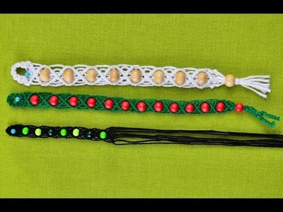 DIY Wavy Macrame bracelet with beads
