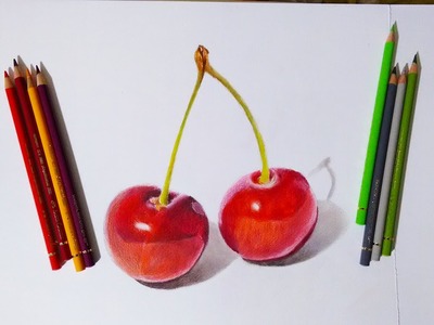 Faber castell polychromos review and Demonstration. Red cherries.