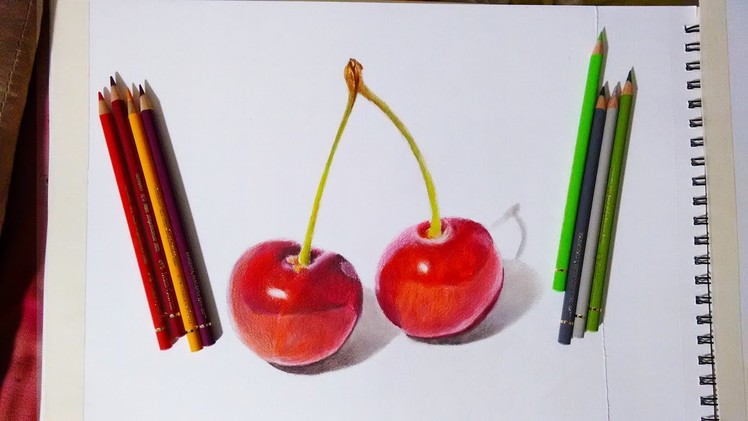 Faber castell polychromos review and Demonstration. Red cherries.