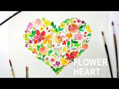Heart Shaped ♥ Flower Painting with Watercolors - Level 4