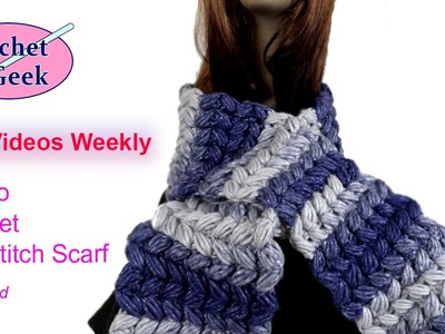 How to #Crochet Slanted Puff Stitch Scarf Tutorial Left Hand Tutorial