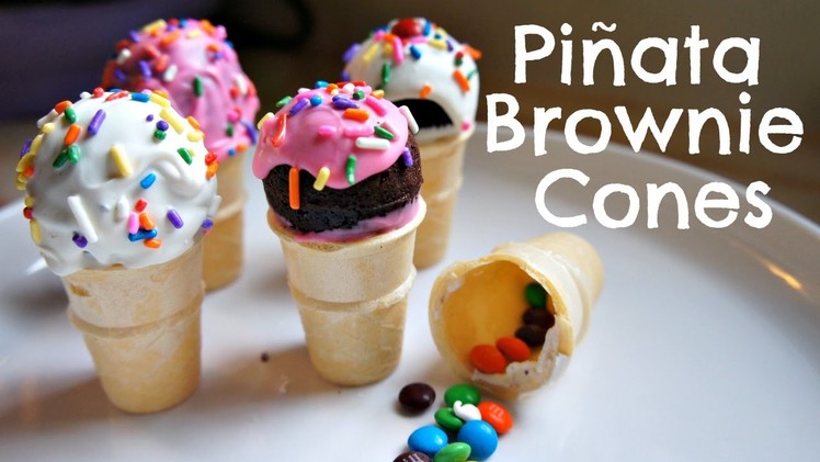 How to Make Mini Piñata Brownie Cones