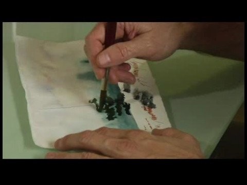 How to Paint a Snowscape Watercolor Painting : How to Paint a Tree in a Snowscape Painting