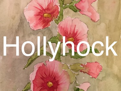 How to Paint Hollyhock in Watercolour Watercolor Plant Flower Tutorial Pink Stalk