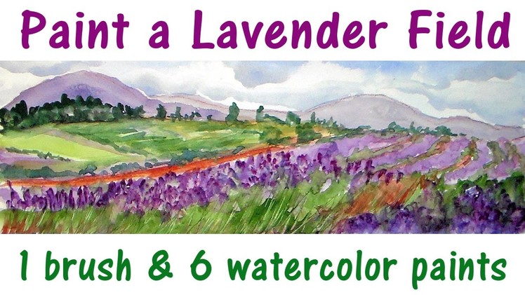 Lavender Field watercolor beginner landscape tutorial