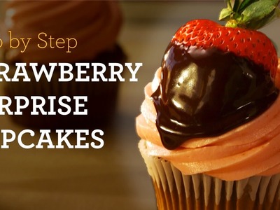 MyCupcakeAddiction’s Strawberry Surprise Chocolate Chip Cupcakes
