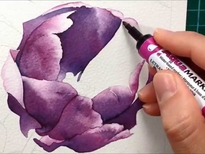 Painting a Purple Tulip with watercolour markers - Aquamarker tutorial