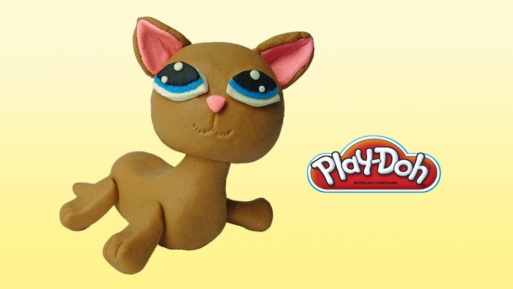 Play doh Littlest Pet Shop Shorthair Cat - how to make with playdoh