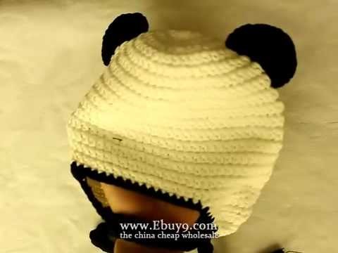 Baby panda earmuffs ear flap crochet cap