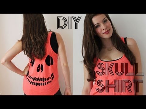 DIY: Totenkopf Blogger Tshirt selber machen - Cut Out Skull Shirt