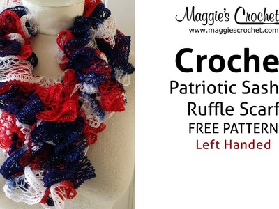 Patriotic Sashay Ruffle Scarf Free Crochet Pattern - Left Handed