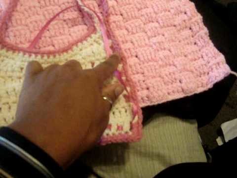 Pink crochet baby bib.wmv
