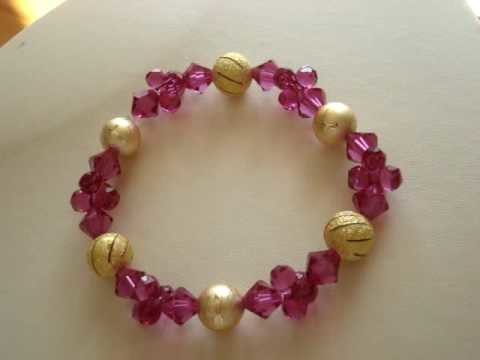 Fuchsia modular beads Swarovski crystal bracelet