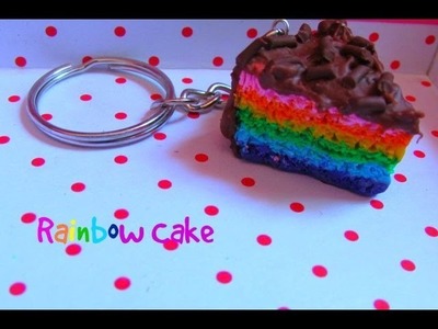 ❤Rainbow cake. polymer clay. pastel arcoiris de arcilla polimerica❤