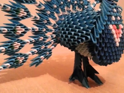 3D origami blue peacock