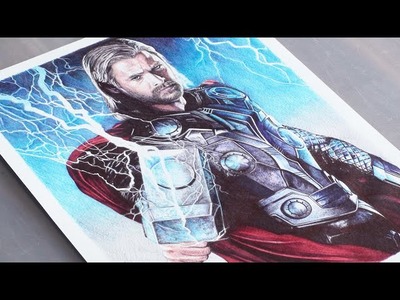 Thor Ballpoint Pen Drawing - Marvel - DeMoose Art