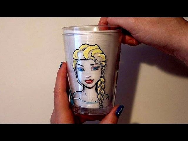 3 Disney on Stacked Cups - Trick Art (Frozen, mermaid. )