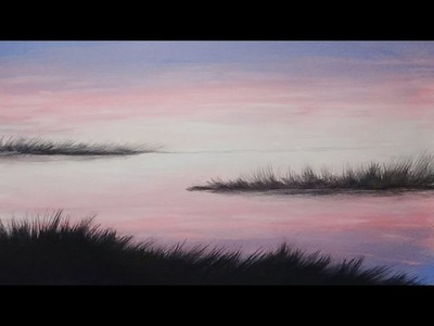 Acrylic Painting Twilight Shores Silhouette Painting #coloroftheyearart
