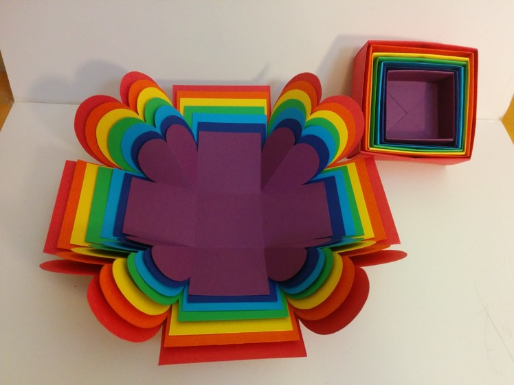 Art and Craft: How to make Surprise Explosion Box. Rainbow Explosion Box