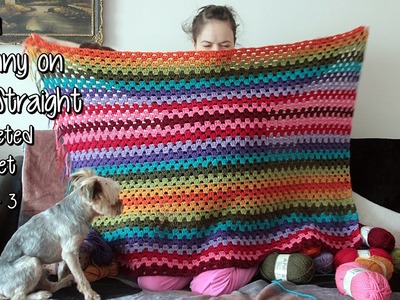 Coolorful Granny on the Straight  Crocheted Blanket: Half is done