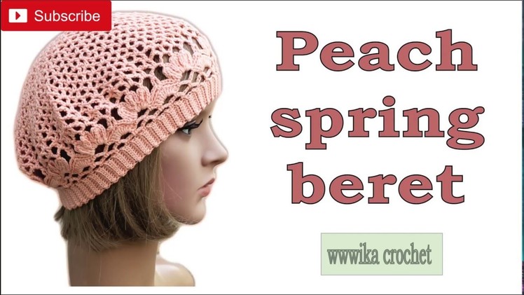 Crochet beret pattern easy Peach spring beret part 2 #crochet_beret #crochet_beret_pattern