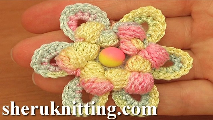 Crochet Cluster Stitch Center Flower Tutorial 96