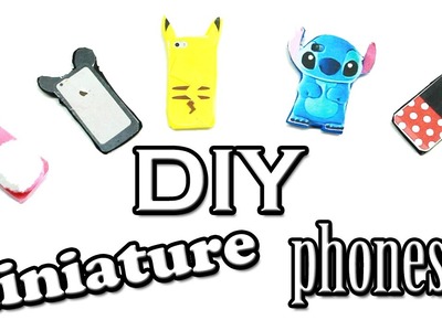 DIY miniature cell phone with cute cases (pikachu, stitch, mickey mouse, minnie mouse)