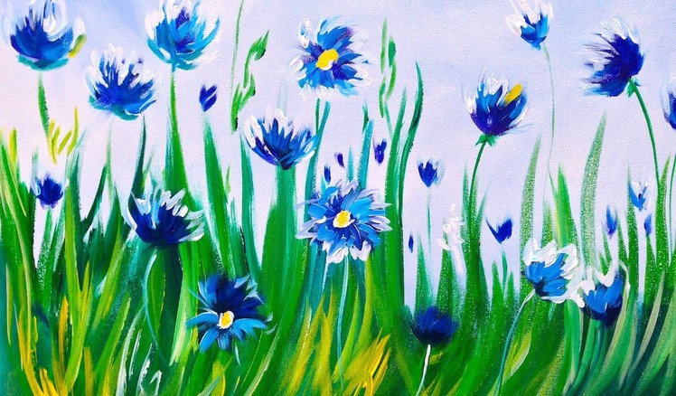 Easy acrylic Painting | Abstract Cornflowers | ASL Art Sherpa