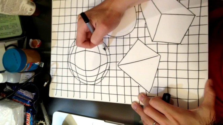 Hand drawing gridlines for geometric shapes