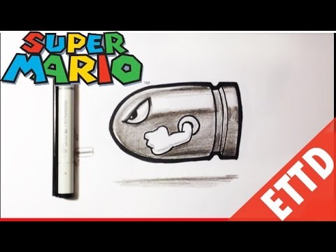 How to Draw Bullet Bill from Super Mario Bros - Easy Things To Draw