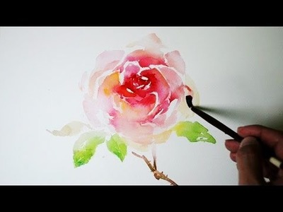 How to paint a rose easy in watercolor  - JayArt